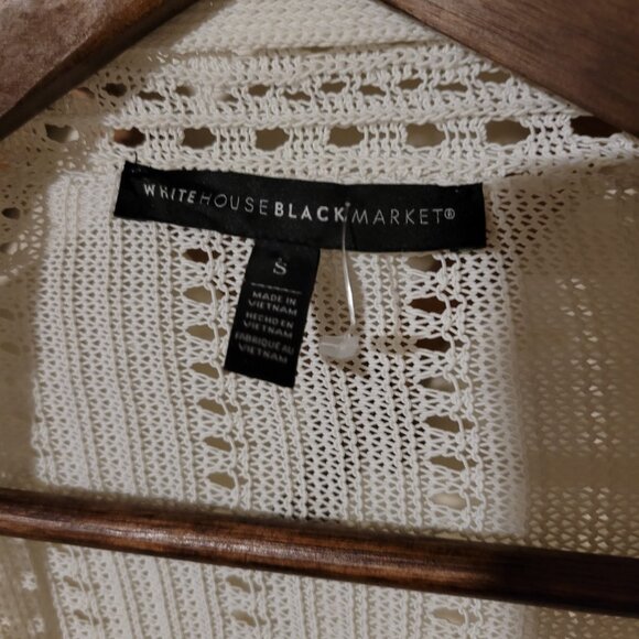 White House Black Market Open Knit Drape Front Cardigan SZ S - Picture 2 of 3